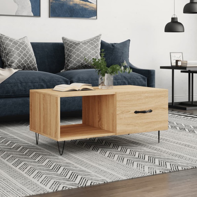 vidaXL Mesa de centro madera contrachapada roble Sonoma 90x50x40 cm vidaXL Mesa de centro madera contrachapada roble Sonoma 90x50x40 cm