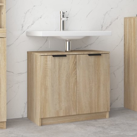 vidaXL Armario de baño contrachapado roble Sonoma 64,5x33,5x59 cm