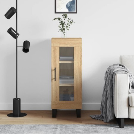 vidaXL Aparador madera contrachapada color roble Sonoma 34,5x34x90 cm