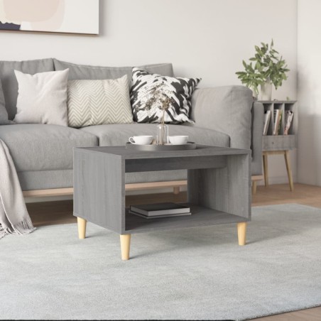 vidaXL Mesa de centro madera contrachapada gris hormigón 60x50x40 cm