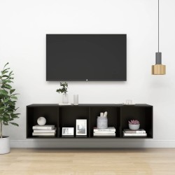 vidaXL Mueble TV pared madera contrachapada negro 37x37x142,5 cm