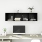 vidaXL Mueble TV pared madera contrachapada negro 37x37x142,5 cm