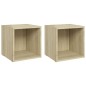 vidaXL Muebles de TV 2uds madera contrachapada roble Sonoma 37x35x37cm vidaXL Muebles de TV 2uds madera contrachapada roble Sonoma 37x35x37cm