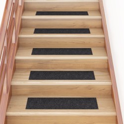 vidaXL Alfombrilla autoadhesiva escalera 15 uds negro 76x20 cm