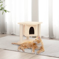 vidaXL Rascador para gatos con postes de sisal crema 37 cm
