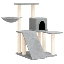 vidaXL Rascador para gatos con postes de sisal gris claro 82 cm