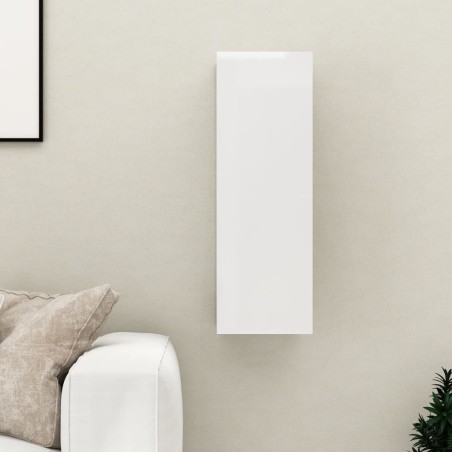 vidaXL Mueble TV madera contrachapada blanco brillante 30,5x30x90 cm