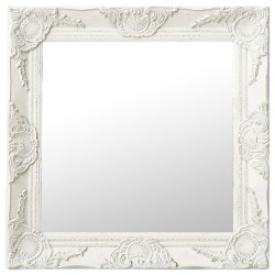 vidaXL Espejo de pared estilo barroco blanco 50x50 cm