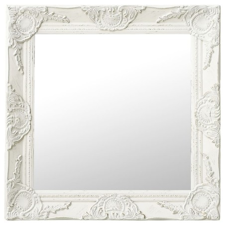 vidaXL Espejo de pared estilo barroco blanco 50x50 cm