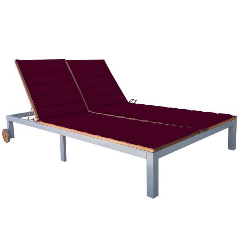 vidaXL Tumbona 2 personas con cojín madera maciza de acacia y acero vidaXL Tumbona 2 personas con cojín madera maciza de acacia y acero