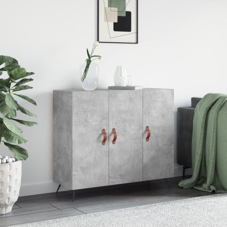 vidaXL Aparador de madera de ingeniería gris hormigón 90x34x80 cm