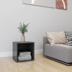 vidaXL Mueble para TV madera contrachapada gris brillo 37x35x37 cm