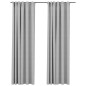 vidaXL Cortinas opacas con ganchos look de lino 2 pzas gris 140x245 cm vidaXL Cortinas opacas con ganchos look de lino 2 pzas gris 140x245 cm