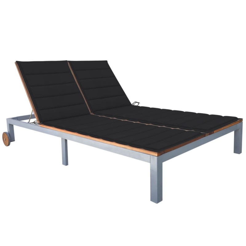 vidaXL Tumbona 2 personas con cojín madera maciza de acacia y acero vidaXL Tumbona 2 personas con cojín madera maciza de acacia y acero