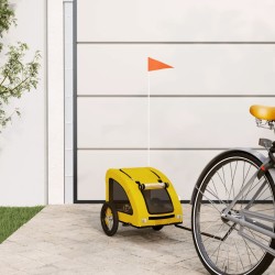 vidaXL Remolque de bicicleta mascotas hierro tela Oxford amarillo