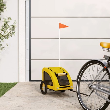 vidaXL Remolque de bicicleta mascotas hierro tela Oxford amarillo