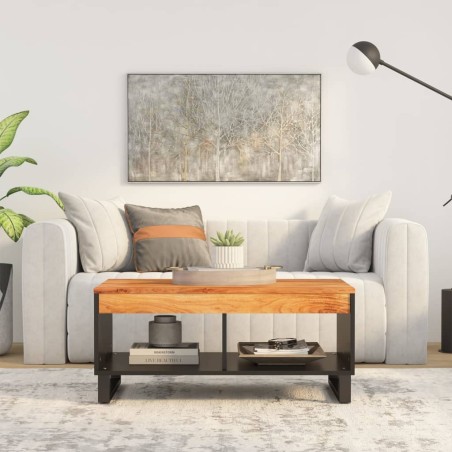 vidaXL Mesa de centro de madera maciza de acacia 90x50x40 cm