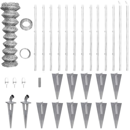 vidaXL Valla metálica con estacas postes acero galvanizado 15x0,8 m