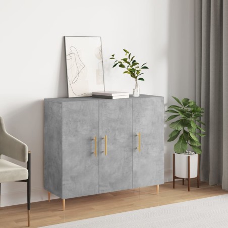 vidaXL Aparador de madera de ingeniería gris hormigón 90x34x80 cm