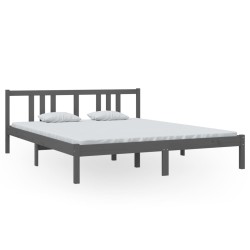 vidaXL Estructura de cama de madera maciza gris 160x200 cm
