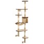 vidaXL Rascador de gato de pared postes de sisal 194 cm beige y marrón vidaXL Rascador de gato de pared postes de sisal 194 cm beige y marrón