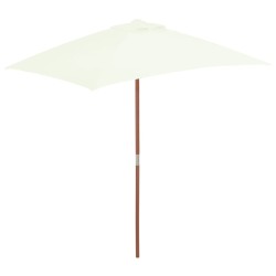 vidaXL Sombrilla de jardín con palo de madera 150x200 cm arena