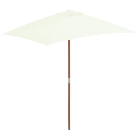 vidaXL Sombrilla de jardín con palo de madera 150x200 cm arena