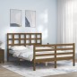 vidaXL Estructura cama y cabecero madera maciza marrón miel 140x200 cm vidaXL Estructura cama y cabecero madera maciza marrón miel 140x200 cm
