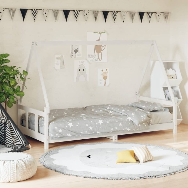 vidaXL Estructura de cama para niños madera de pino blanco 90x190 cm vidaXL Estructura de cama para niños madera de pino blanco 90x190 cm