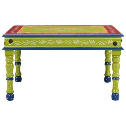 vidaXL Mesa de centro madera maciza de mango verde pintada a mano