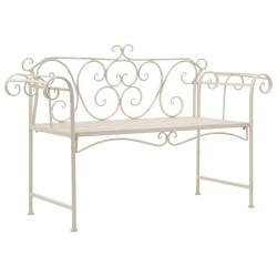 vidaXL Banco de jardín 132 cm metal antiguo blanco