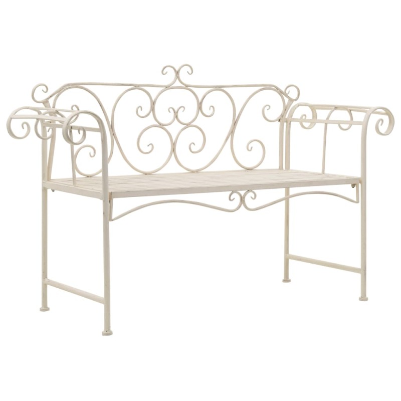 vidaXL Banco de jardín 132 cm metal antiguo blanco vidaXL Banco de jardín 132 cm metal antiguo blanco