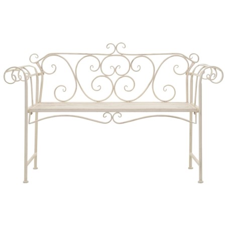 vidaXL Banco de jardín 132 cm metal antiguo blanco