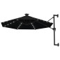 vidaXL Sombrilla de pared con LEDs y poste de metal 300 cm negra vidaXL Sombrilla de pared con LEDs y poste de metal 300 cm negra