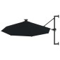 vidaXL Sombrilla de pared con LEDs y poste de metal 300 cm negra vidaXL Sombrilla de pared con LEDs y poste de metal 300 cm negra