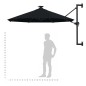 vidaXL Sombrilla de pared con LEDs y poste de metal 300 cm negra vidaXL Sombrilla de pared con LEDs y poste de metal 300 cm negra