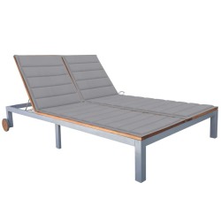 vidaXL Tumbona 2 personas con cojín madera maciza de acacia y acero