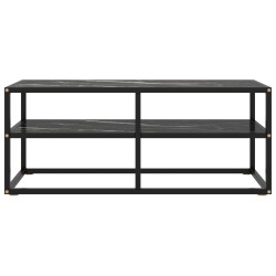 vidaXL Mueble para TV negro con vidrio de mármol negro 100x40x40 cm