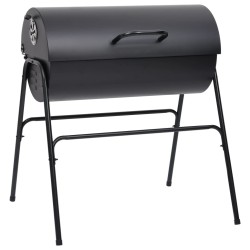 vidaXL Parrilla barril 2 rejillas de cocción negro acero 80x95x90 cm