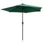 vidaXL Sombrilla con luces LED y palo de aluminio verde 270 cm