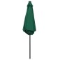 vidaXL Sombrilla con luces LED y palo de aluminio verde 270 cm