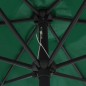 vidaXL Sombrilla con luces LED y palo de aluminio verde 270 cm