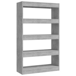 vidaXL Estantería/divisor madera ingeniería gris hormigón 80x30x135 cm