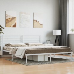 vidaXL Estructura de cama de metal con cabecero blanco 193x203 cm