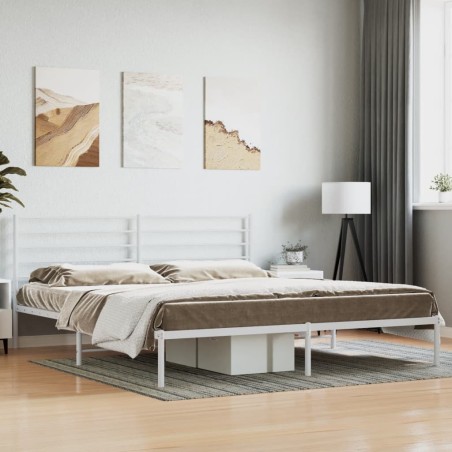 vidaXL Estructura de cama de metal con cabecero blanco 193x203 cm