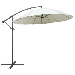vidaXL Sombrilla colgante con palo de aluminio blanco 3 m