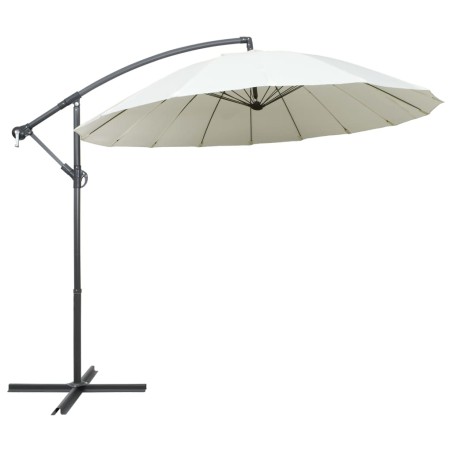 vidaXL Sombrilla colgante con palo de aluminio blanco 3 m