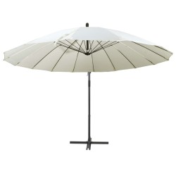 vidaXL Sombrilla colgante con palo de aluminio blanco 3 m
