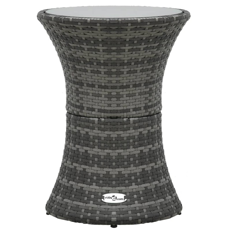 vidaXL Mesa de jardín en forma de tambor ratán sintético gris vidaXL Mesa de jardín en forma de tambor ratán sintético gris
