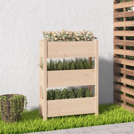 vidaXL Jardinera de madera maciza de pino 77x25x104,5 cm